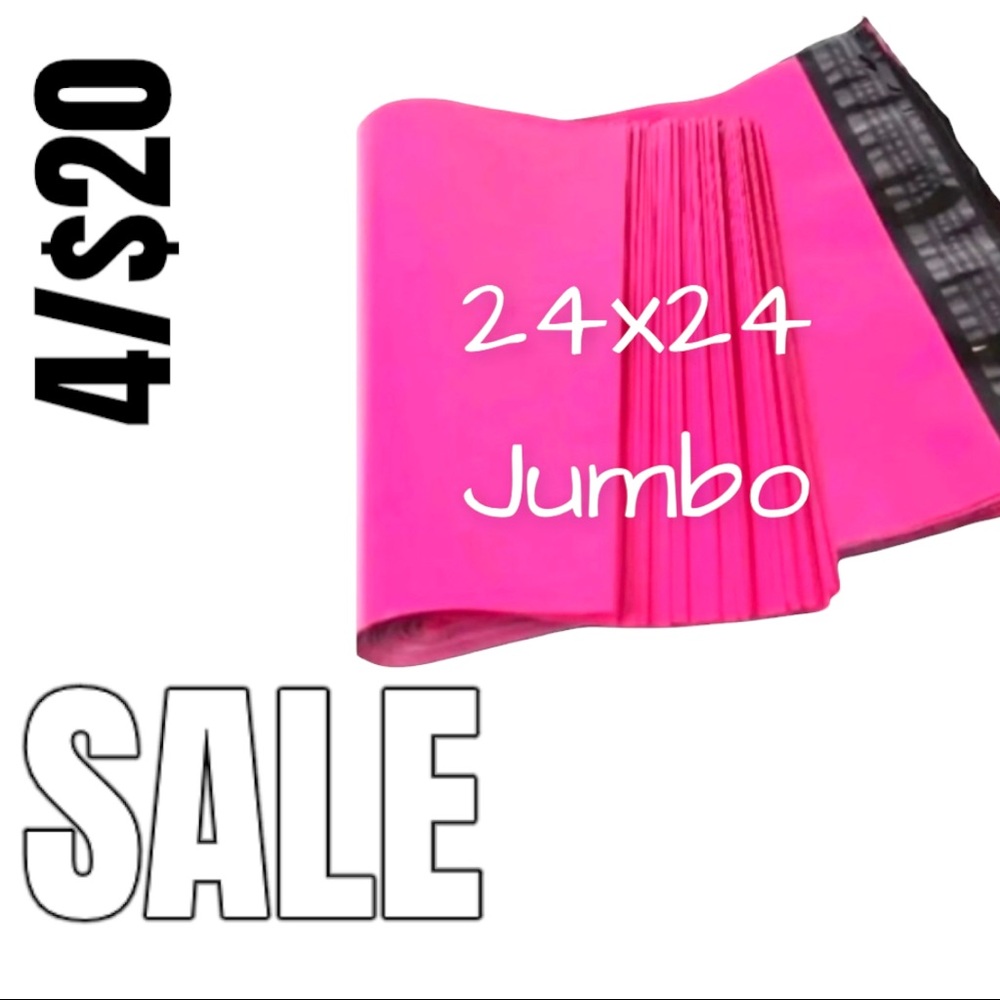 Jumbo Mailer 24x24 XXL Pink Poly Mailers Premium Shipping Bags Hot Pink 5 ct
